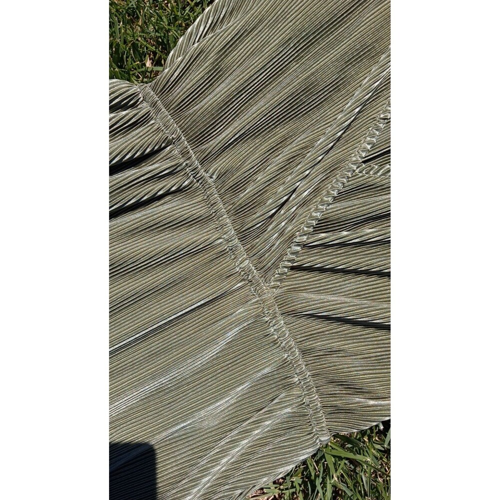 Baltic Born S Olive Green Metallic Pleated Maxi Dress NWOT Flutter Sleeve Empire - Picture 10 of 10